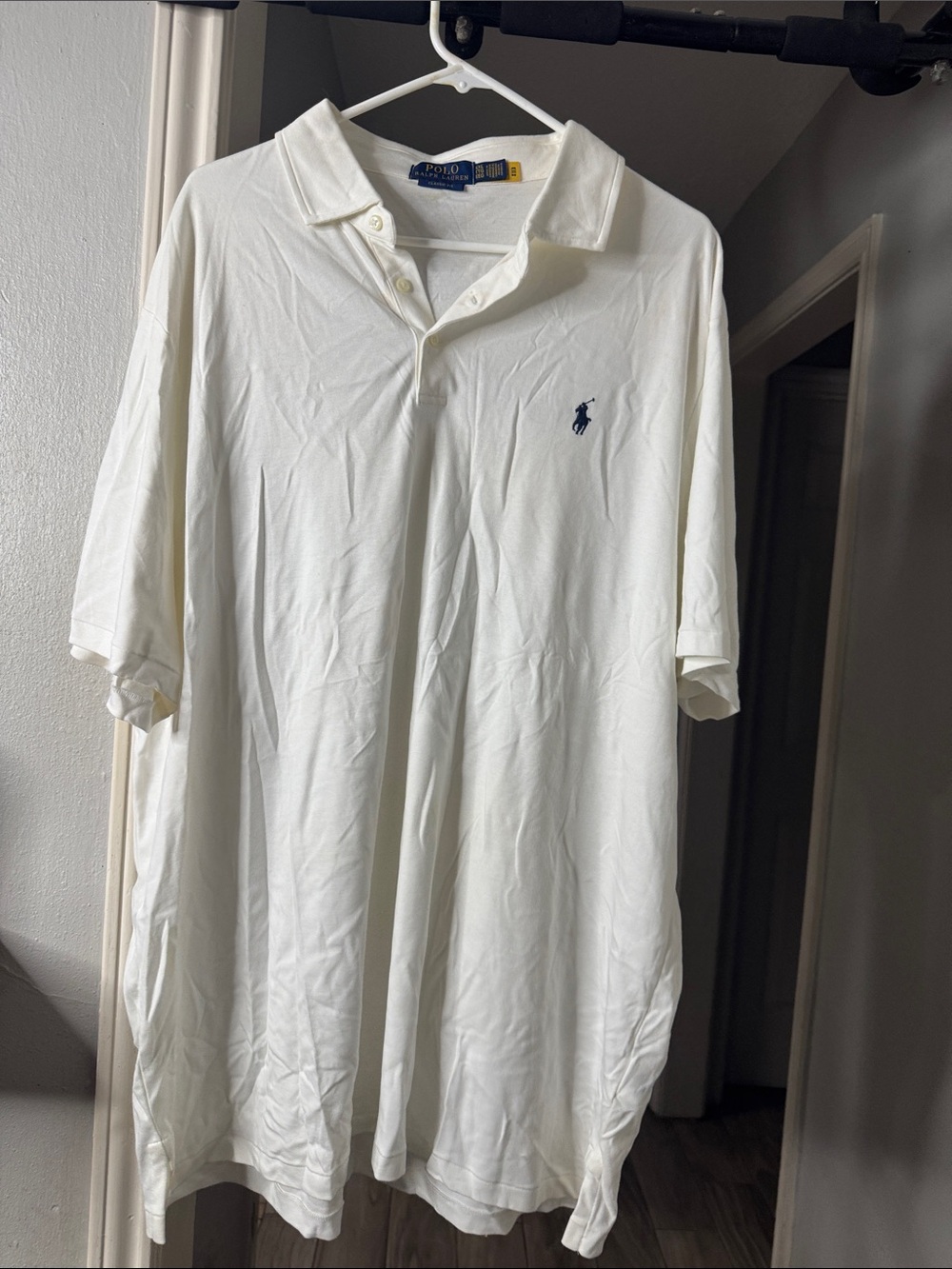 Polo by Ralph Lauren Off-White Cotton Polo with Navy Logo